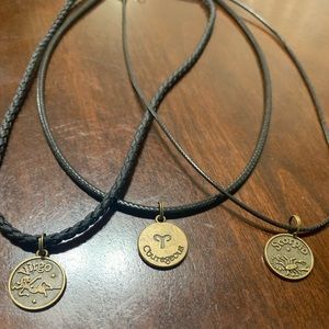 Black cord choker with zodiac sign pendant new